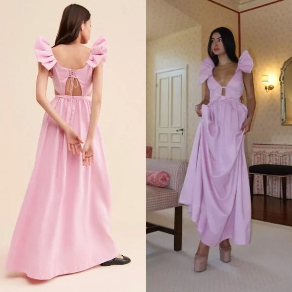 NWT For Love & Lemons Miriam Flutter Ruffle Bow Maxi Dress Gown Pink is  available for purchase on au PAY Market - Imported Goods Online Store  Co.Ltd. | au PAY Market -